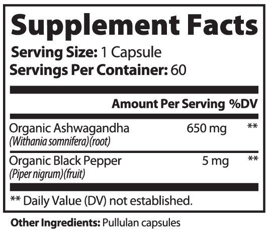 Organic Ashwagandha – 60 Capsules