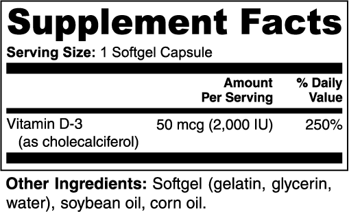 Vitamin D3 2,000 IU – 100 Softgels